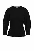 Hewal Pullover in black with 3/4 dolman sleeves and fitted bodice.