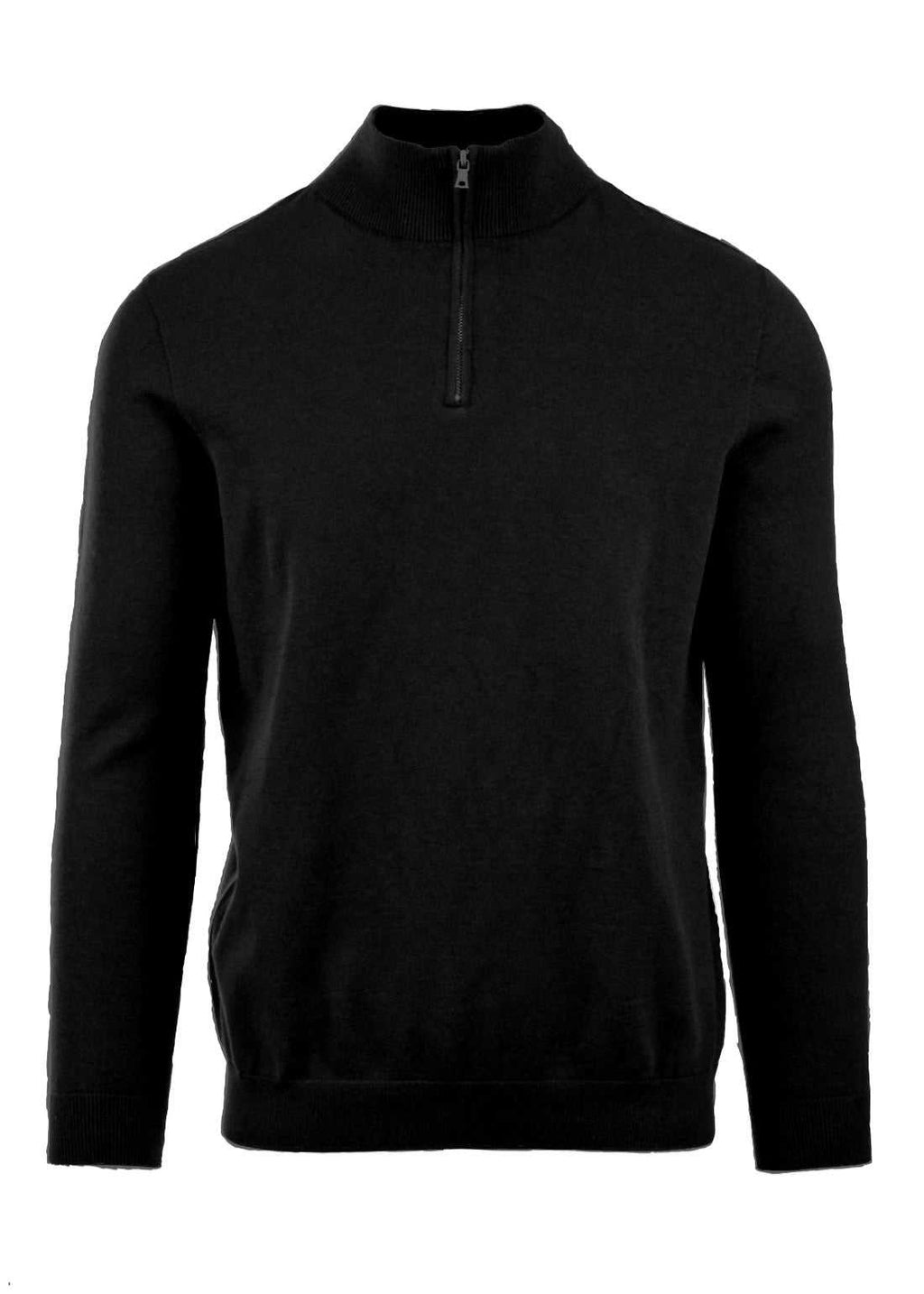 Black Nash Zip Pullover with quarter zip and ribbed cuffs and hems.