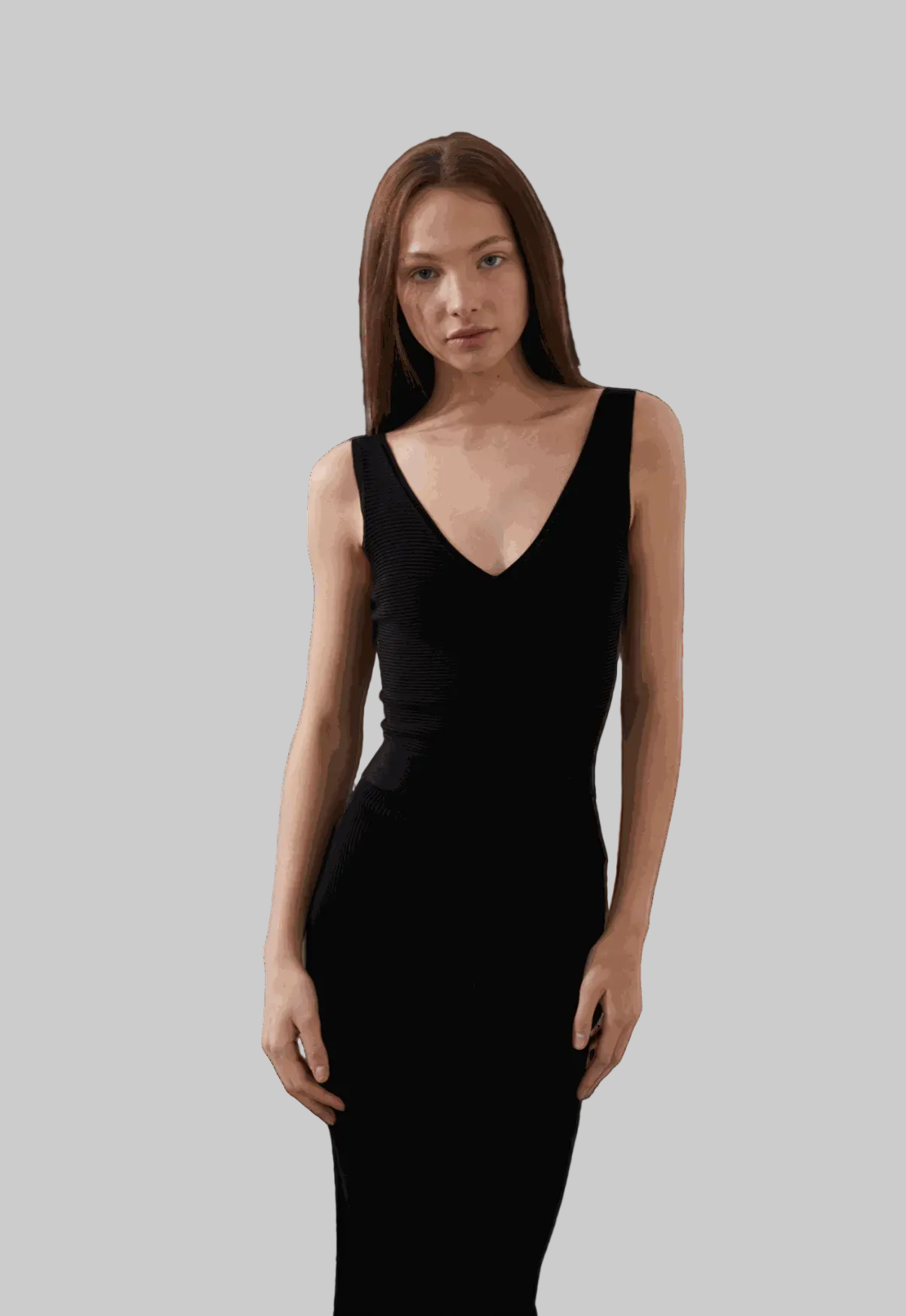 Nova Tank in black, featuring seamless construction and body-contouring ribbing.