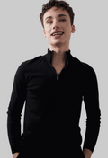 Nash Zip Pullover in black, featuring a quarter zip collar and ribbed cuffs, made from eco-friendly EcoViscose.