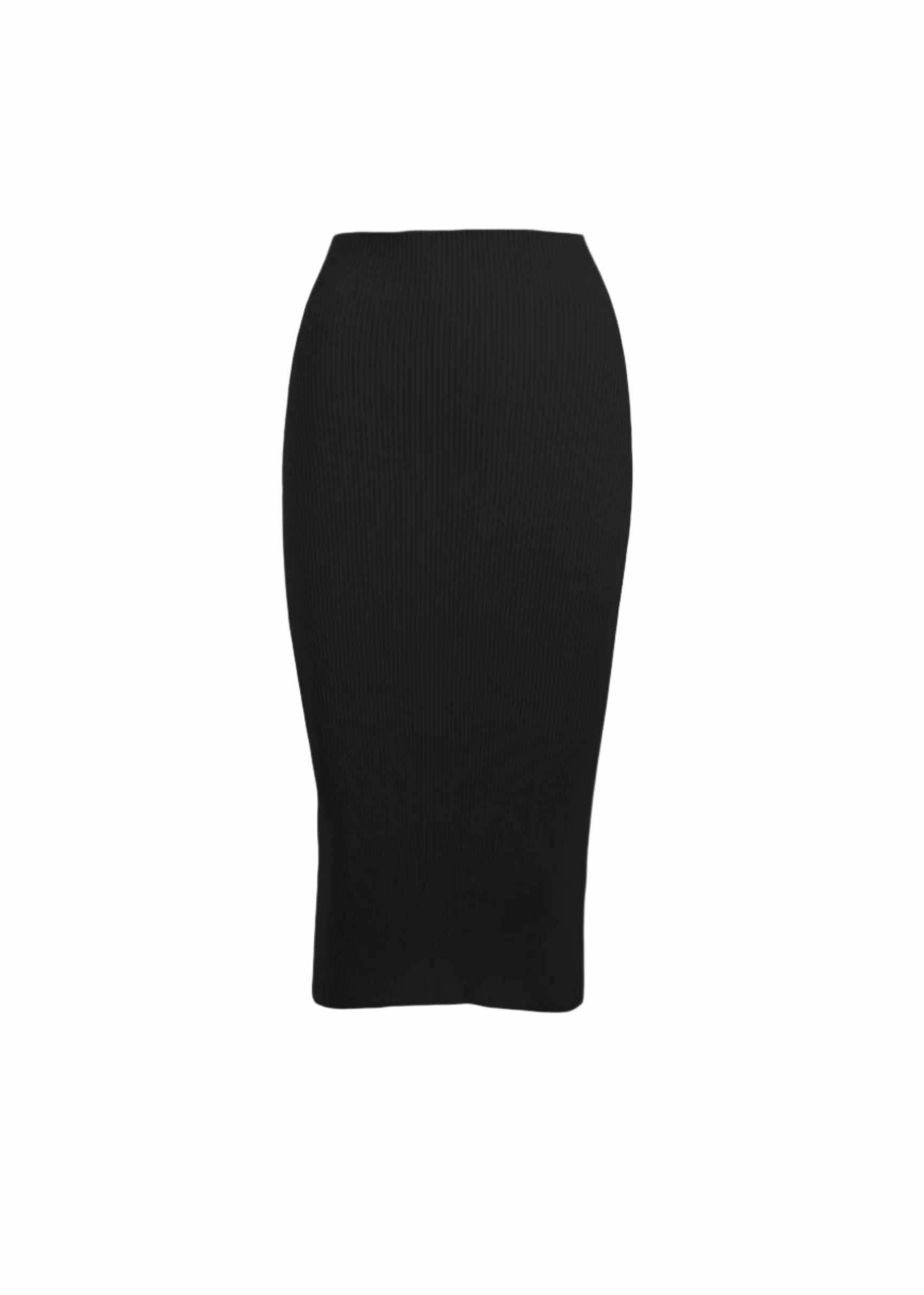 Juno Pencil Skirt in black, eco-friendly design, seamless construction.
